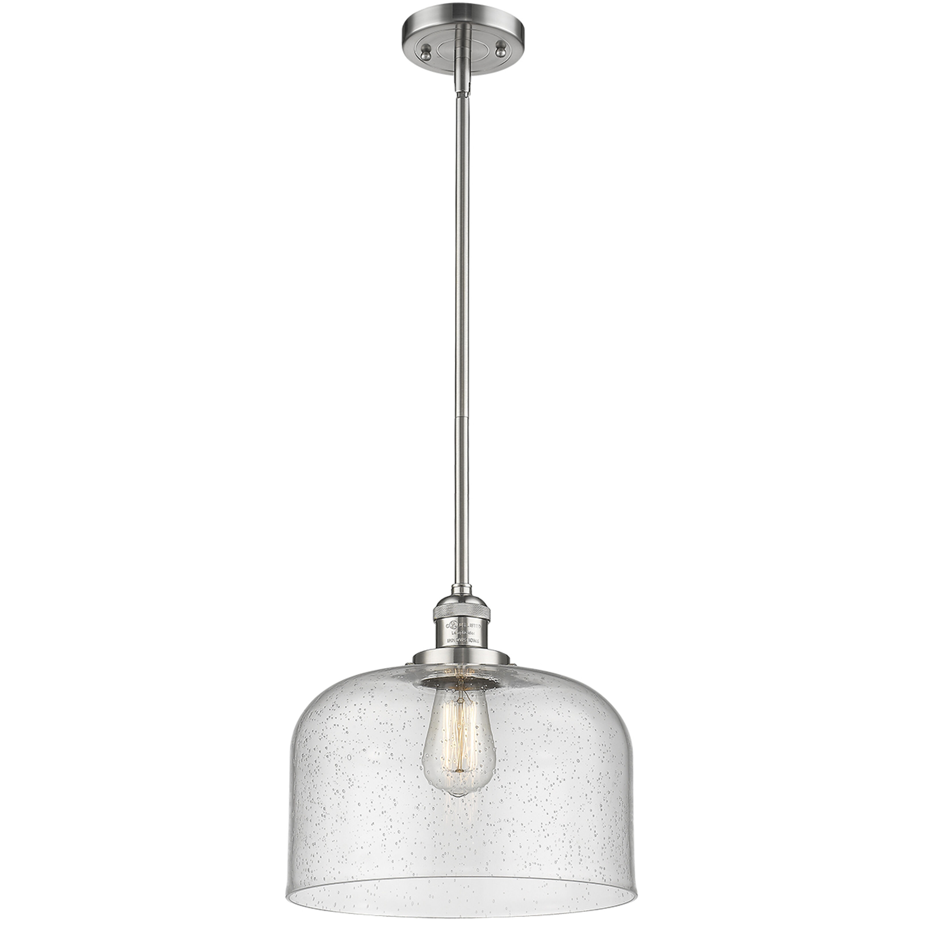 Franklin Restoration Bell 1 Light 12 inch Brushed Brass Mini Pendant Ceiling Light in Incandescent, Seedy, Franklin Restoration